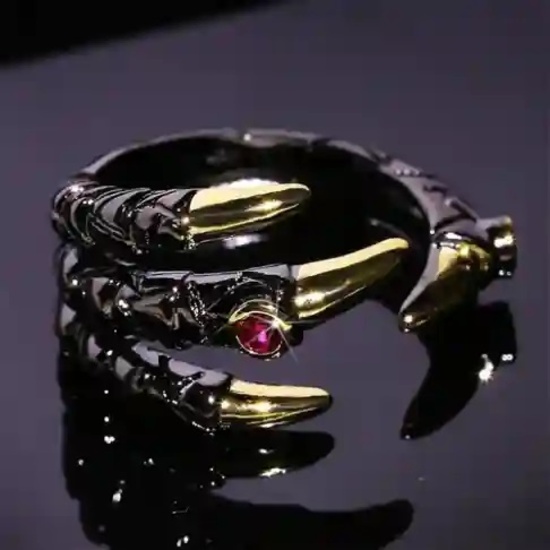 Dragon Claw Ring Two-Tone Eagle Paw Red Sapphire
