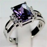 Amethyst Women 925 Sterling Silver Engagement Ring