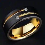 925 silver exquisite fashion black groove hollow Ring