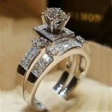 925 Sterling Silver, Gemstone White Sapphire Ring
