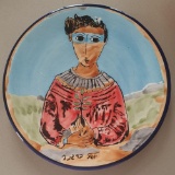 Yosl Bergner, Girl With A Branch, Oil On Porcelain