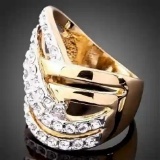 Retro Fashion 24K Gold Plated Rhinestone Rings