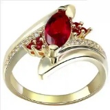 Gold Natural Horse Eye Ruby Inlaid Diamond Ring