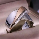 925 Sterling Silver Brushed Two-tone Ring