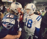 PEYTON MANNING & TOM BRADY SIGNED BY BOTH 8 X 10 PHOTO, WITH COA
