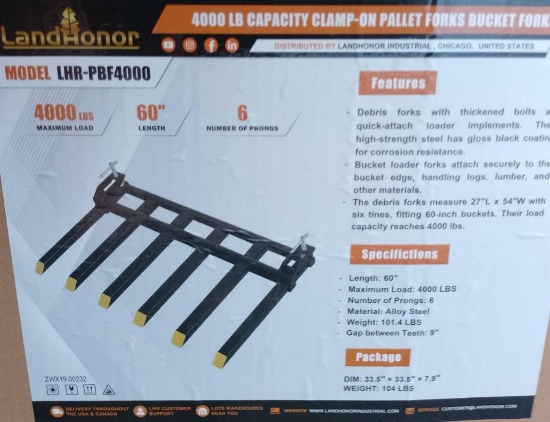 4000Lb Capacity Clamp-On Pallet Forks Bucket Forks
