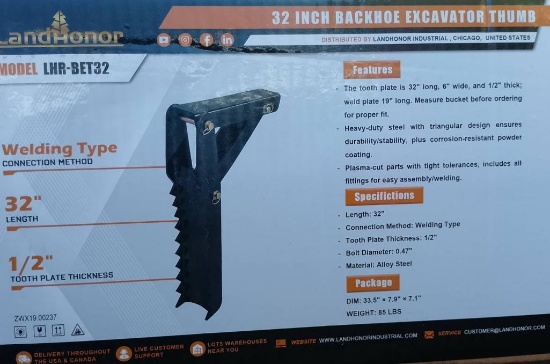 32 In Backhoe Excavator Thumb