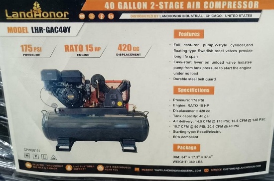 LANDHONOR LHR-GAC40Y 40 GALLONG 2-STAGE AIR COMPRESSOR