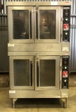 Wolf Model WKGDX Stainless Steel Commercial Double Stack Convection Oven On Legs.