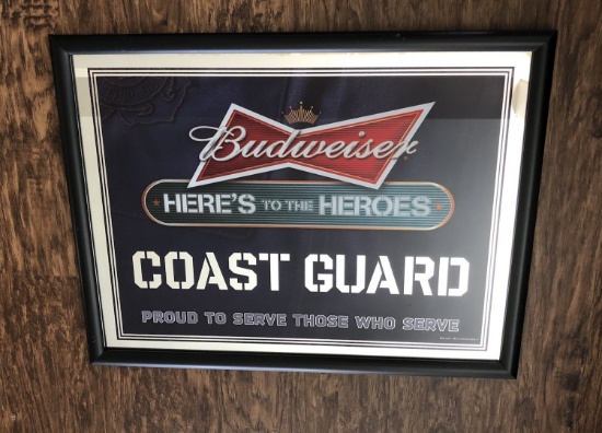Coast Guard Bud framed sign