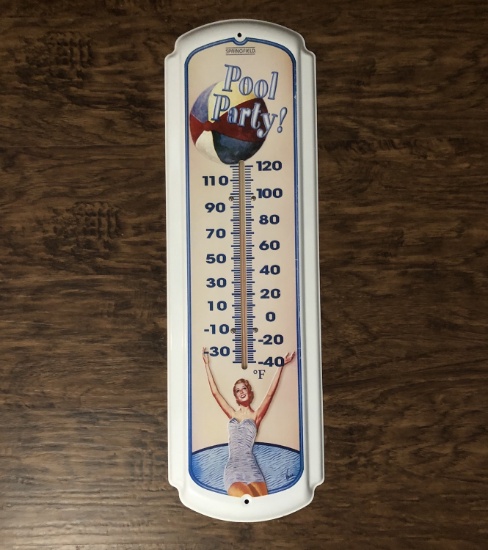 Pool Party Metal Thermometer