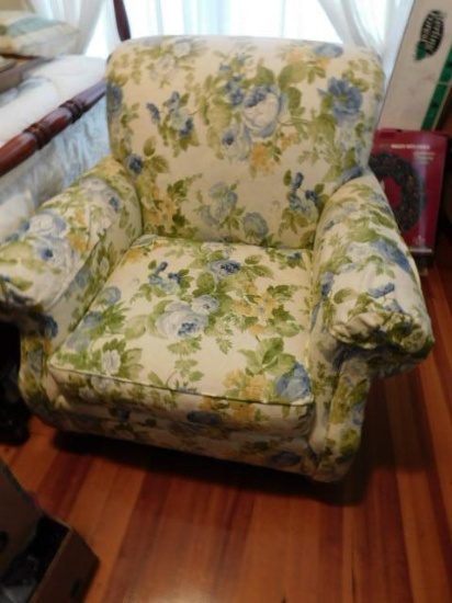 Clayton Marcus Blue Yellow Floral Occasional Chair