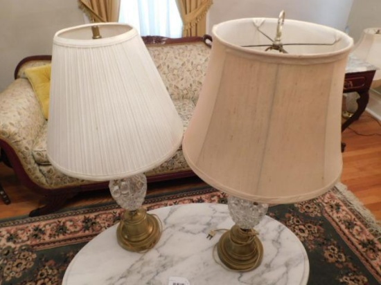 Pair of Crystal Base Lamps