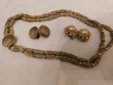 Vintage Two Strand Necklace and Earring Set