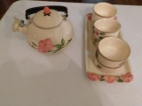 Franciscan Desert Rose Teapot and Custard Bowls with Tray