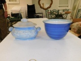 Two Blue and White Stoneware Pieces