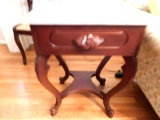 Vintage Mahogany Marble Top End Table