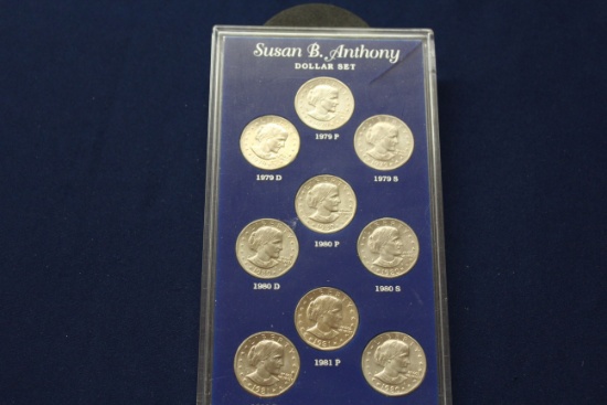 Susan B. Anthony Dollar Set - 9 "One Dollar" Coins.