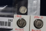 2 Mercury and 1 Roosevelt Dimes