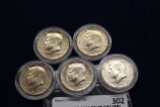 5 Kennedy Half Dollars - 1970D, 1971D, 1971, 1972D & 1972