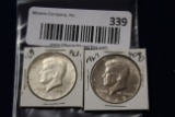 2- 1967 Kennedy Half Dollars