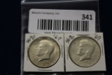 2- 1967 Kennedy Half Dollars