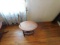 Oval Wooden Table with Lamp