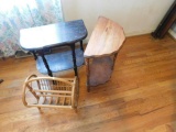 Two Wooden End Tables with Magazine Rack