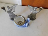 Two Silver Plated Candle Holders, Decorative Vase