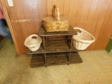 Wooden Shelf and Three Baskets