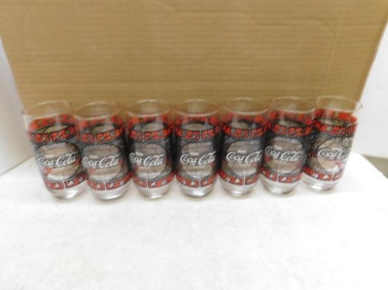 Seven Coca-Cola Drinking Glasses