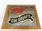 Miller on Draft Mirrored Sign