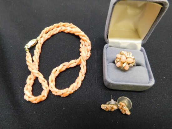 Pink Coral Jewelry Lot