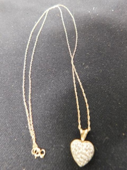 10K Yellow Gold Diamond Heart Necklace