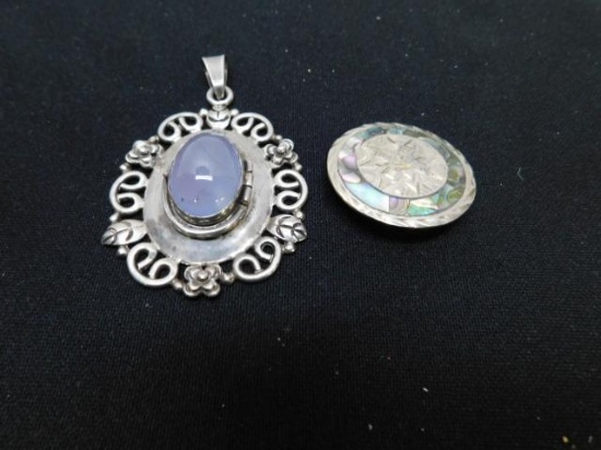 Lot of 2 Mexican Sterling Pendants Vintage