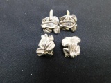 Vintage Sterling Frog Earring and Cufflink