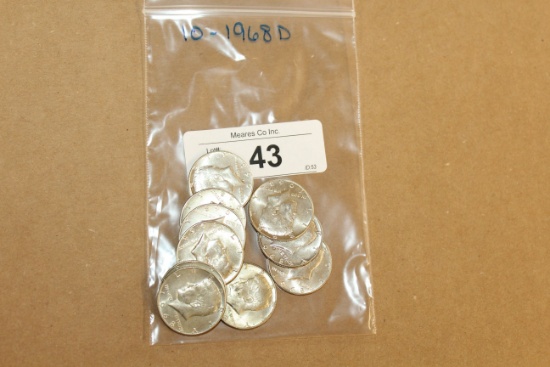 10- 1968D Kennedy Half Dollars