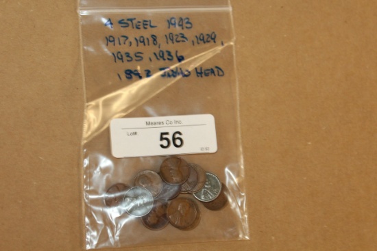 1 Lot of Pennies: Please See Dates Listed on Bag