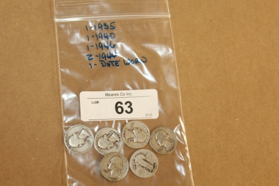 6- Washington Quarters: See Dates on Bag