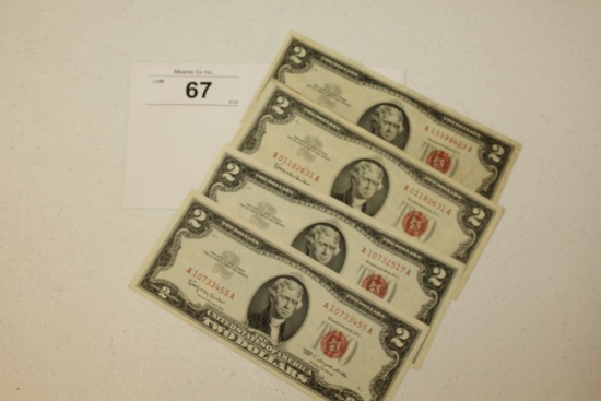 4- 1963 Red Seal $2 Bills