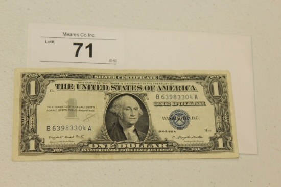 1957A Blue Seal Silver Certificate $1 Bill