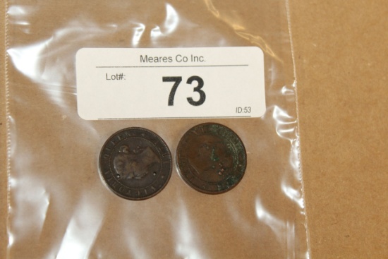 2- 1871 Prince Edward Island "One Cent" Pieces