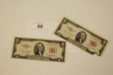 2- 1953A Red Seal $2 Bills