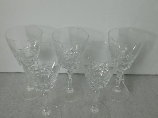 5 Crystal Wine Glasses