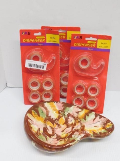 3 Packs of Tape and Colored Decorative Bowl