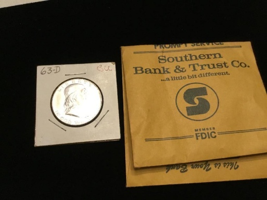 1963 Franklin Half W/Southern Bank Envelope