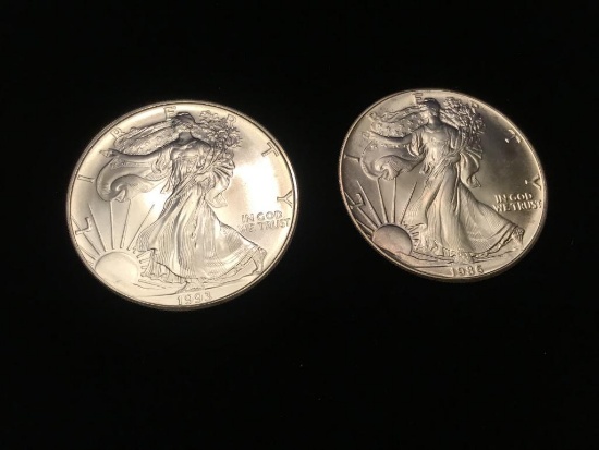 Lot of 2 Silver Walking Liberty Dollars