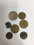Lot of 2 Tokens and 5 Old Coins