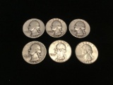 Six Silver Washington Quarters