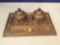 Antique Brass Double Inkwell